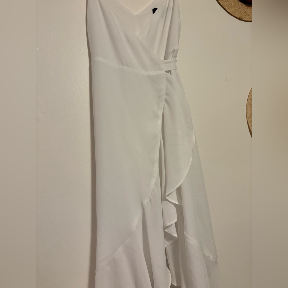 Lulu's White High Low Wrap Dress - Picture 4 of 8